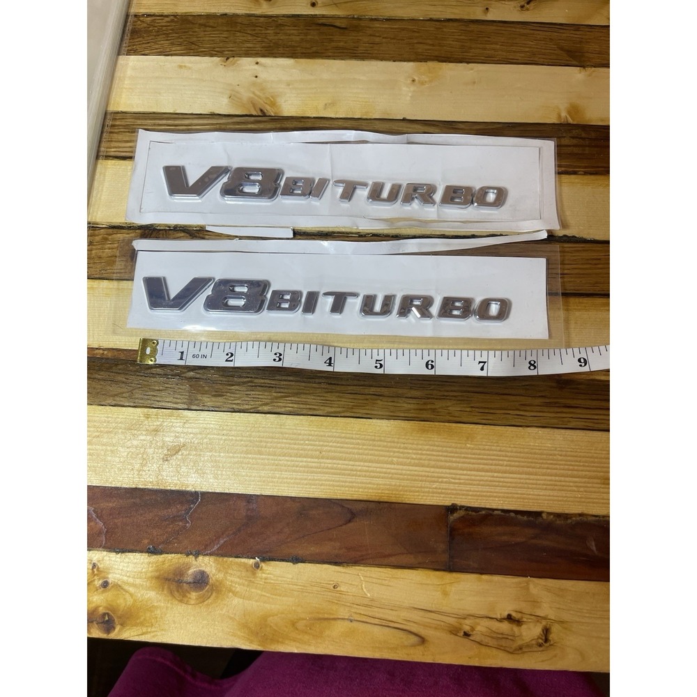 Mercedes-Benz V8 Turbo Emblems For AMG Set Of Two Self Adhesive New